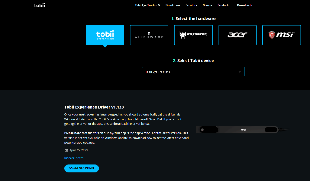 Tobii Download Page