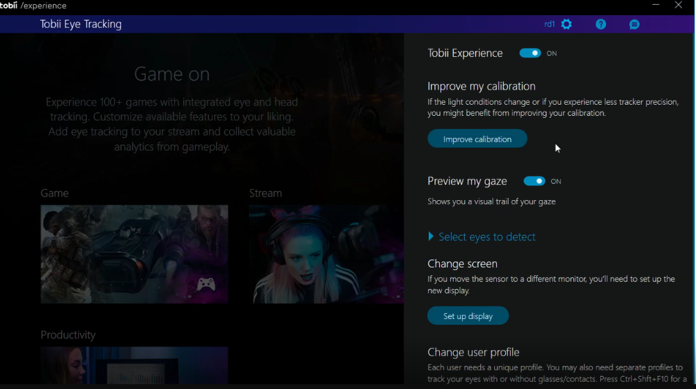 Tobii Experience App