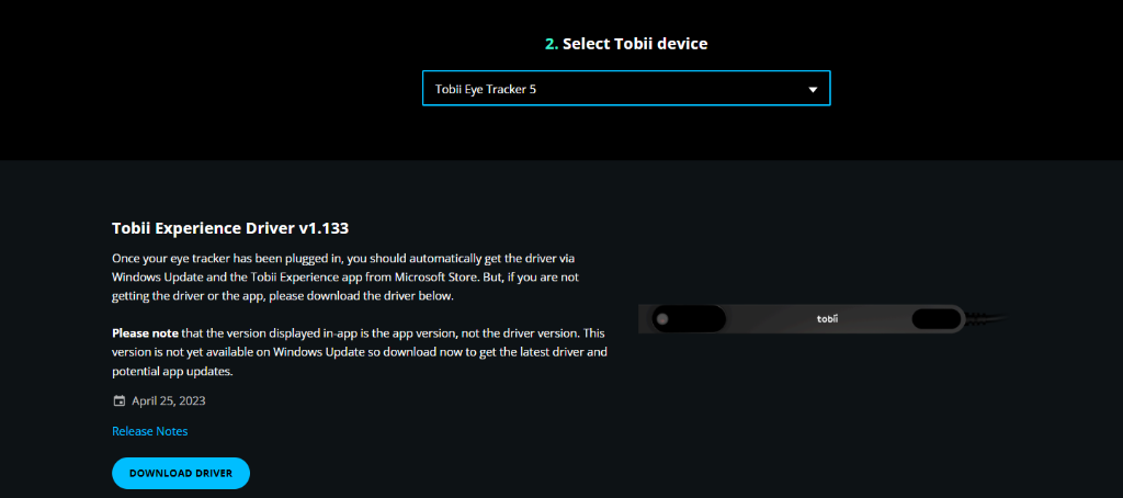Tobii Official Driver Download Page